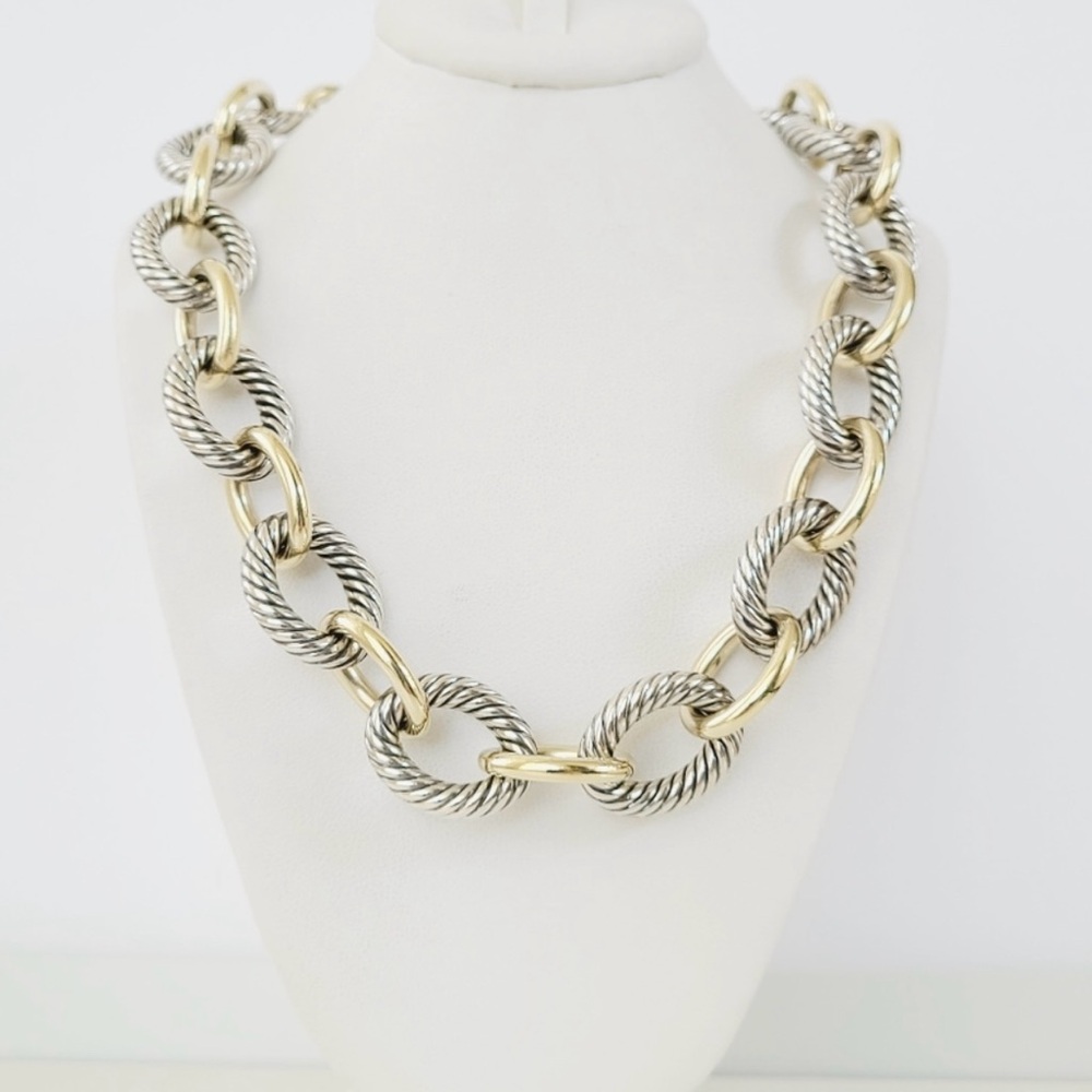 David Yurman Oval Link Chain Necklace
Sterling Silver with 18K Yellow Gold,

.